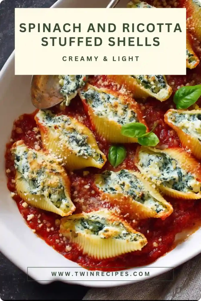 Italian pasta shells filled with ricotta and spinach