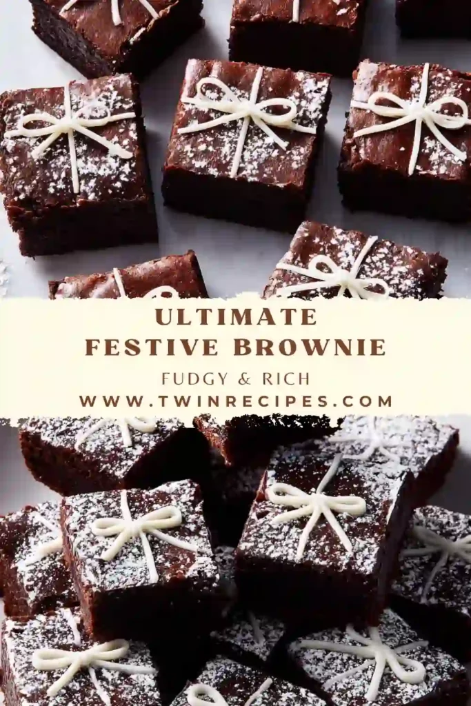 Close-up of rich chocolate festive brownies topped with colorful icing.