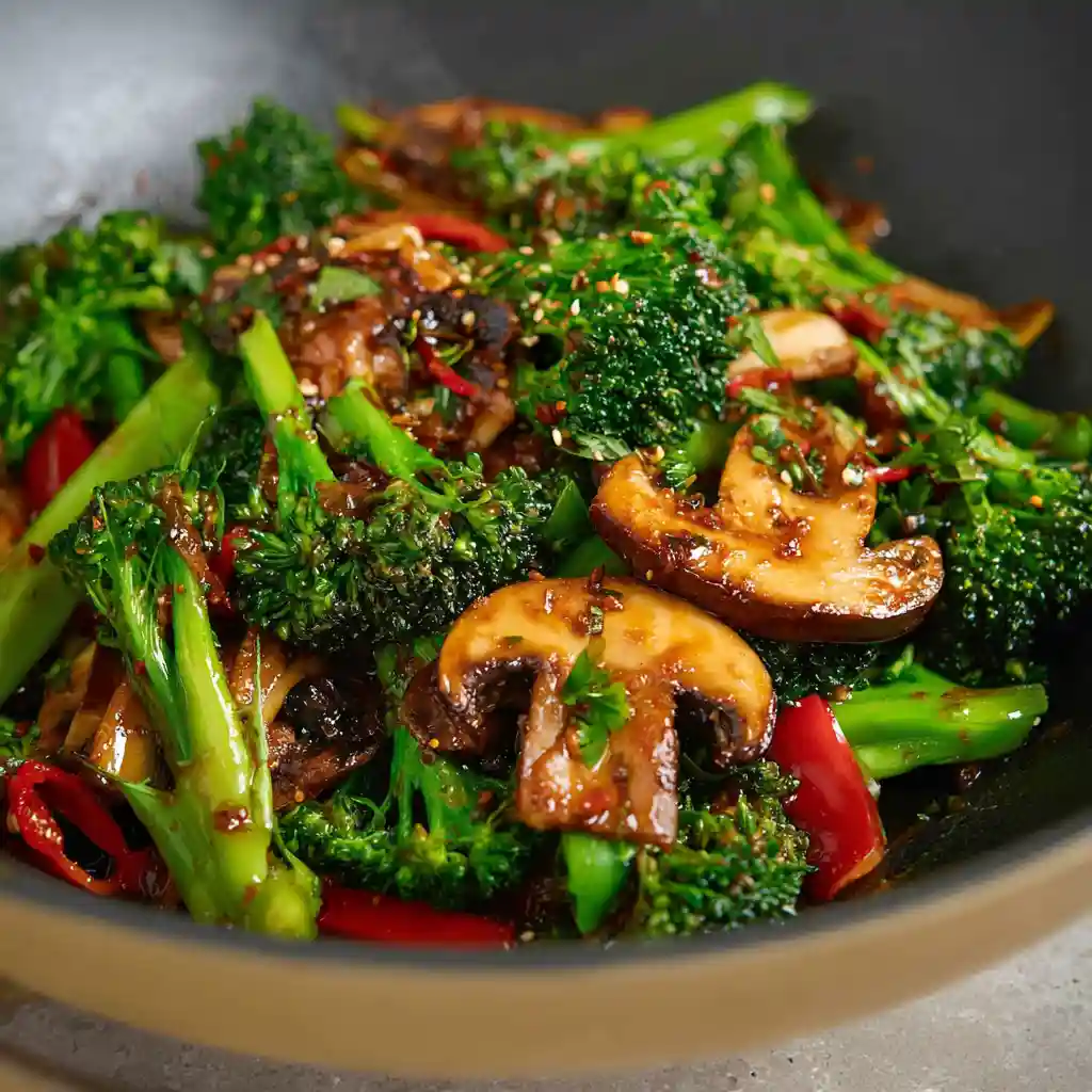 Vegan Broccoli and Mushroom Stir Fry Crunchy Broccoli &amp; Mushroom Veggie Stir-Fry
