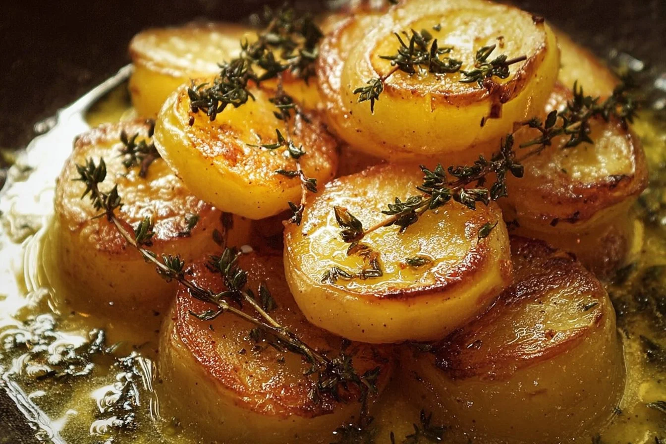 Confit Potatoes with Thyme Oil