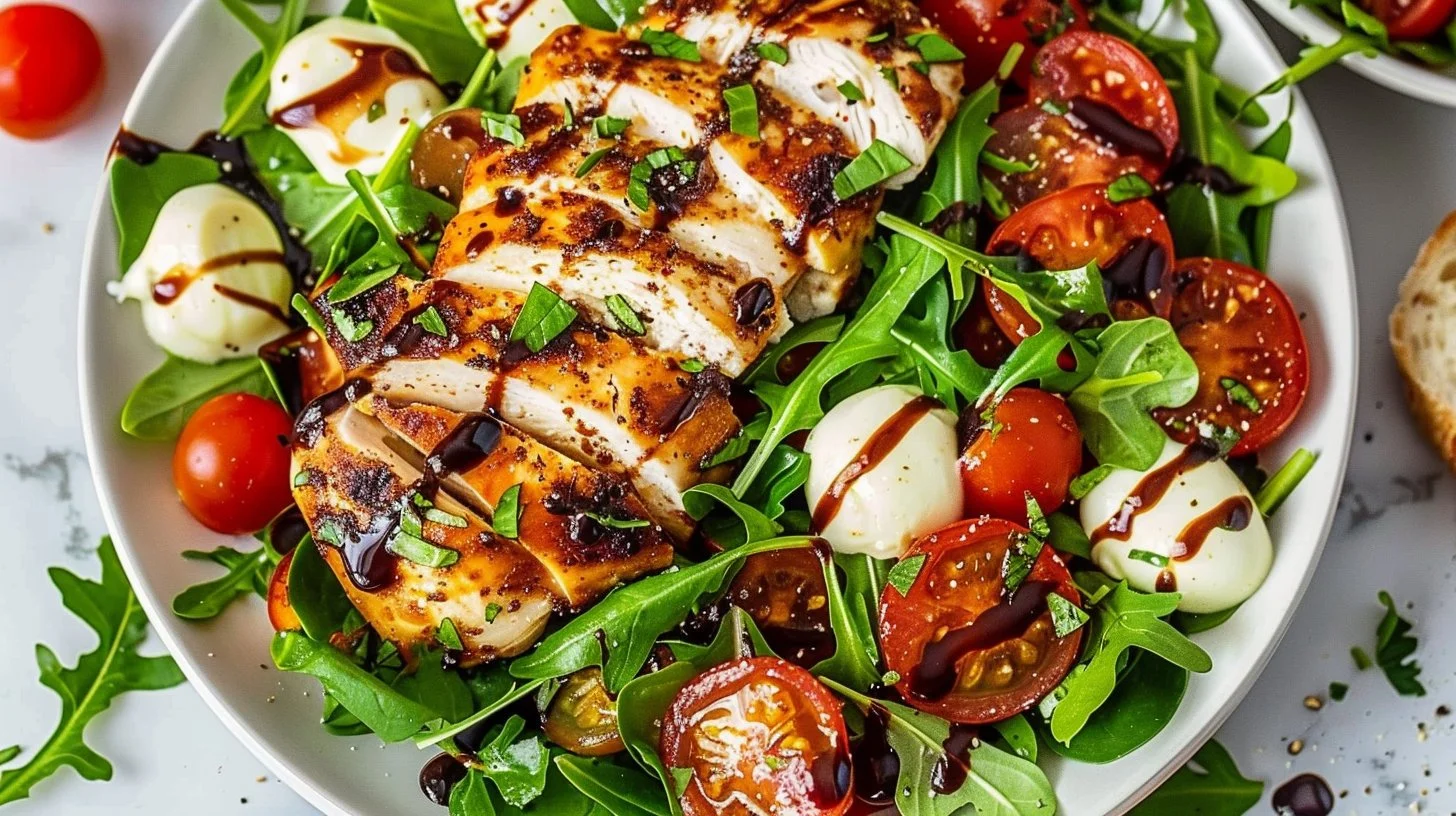 Baked Marinated Chicken Salad with Mozzarella and Balsamic Vinaigrette