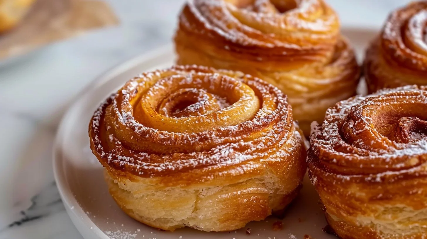 Freshly baked churro cruffins dusted with cinnamon sugar