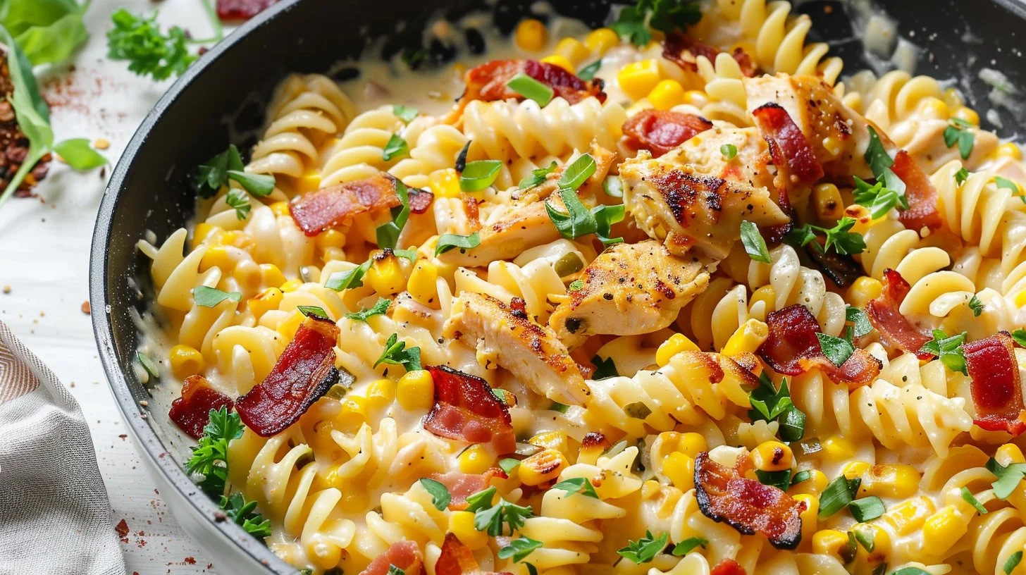 Creamy Chicken and Corn Pasta with Bacon