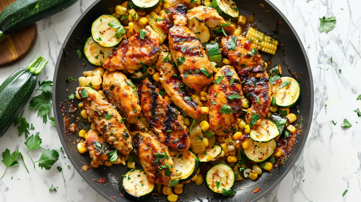 Garlic Butter Chicken with Zucchini and Corn