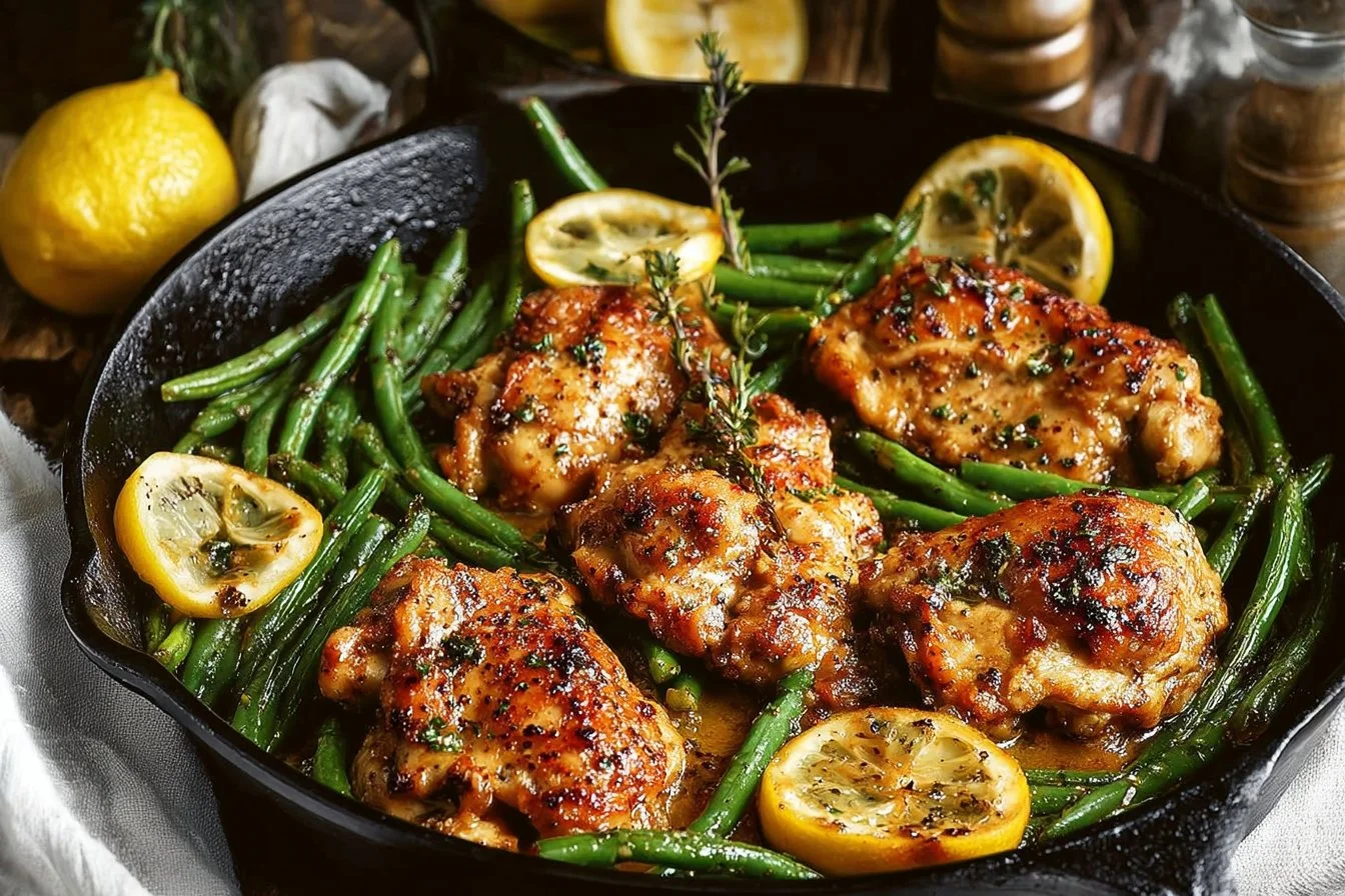 Lemon Garlic Butter Chicken and Green Beans Skillet