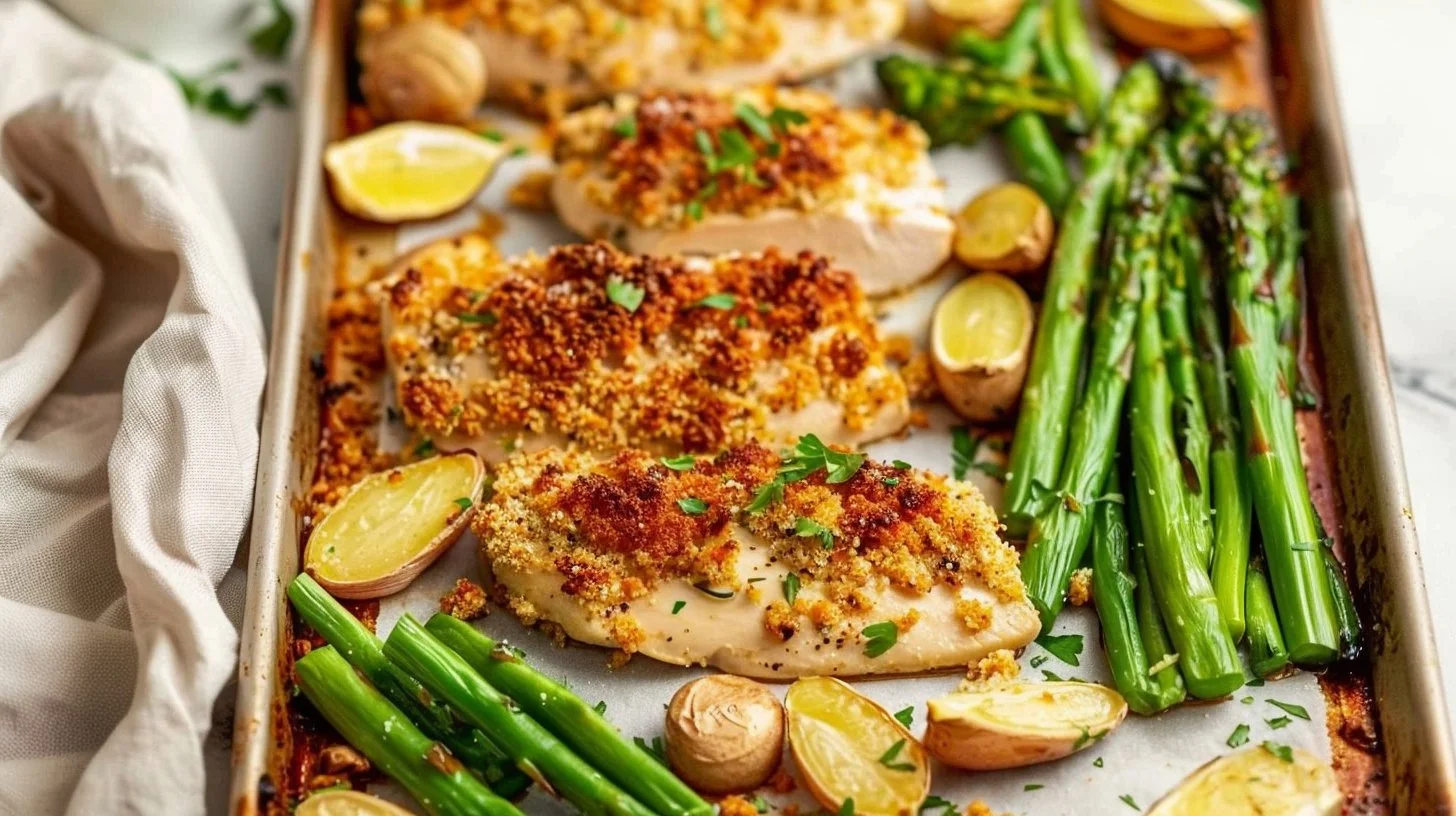 Parmesan Crusted Chicken Sheet Pan Dinner