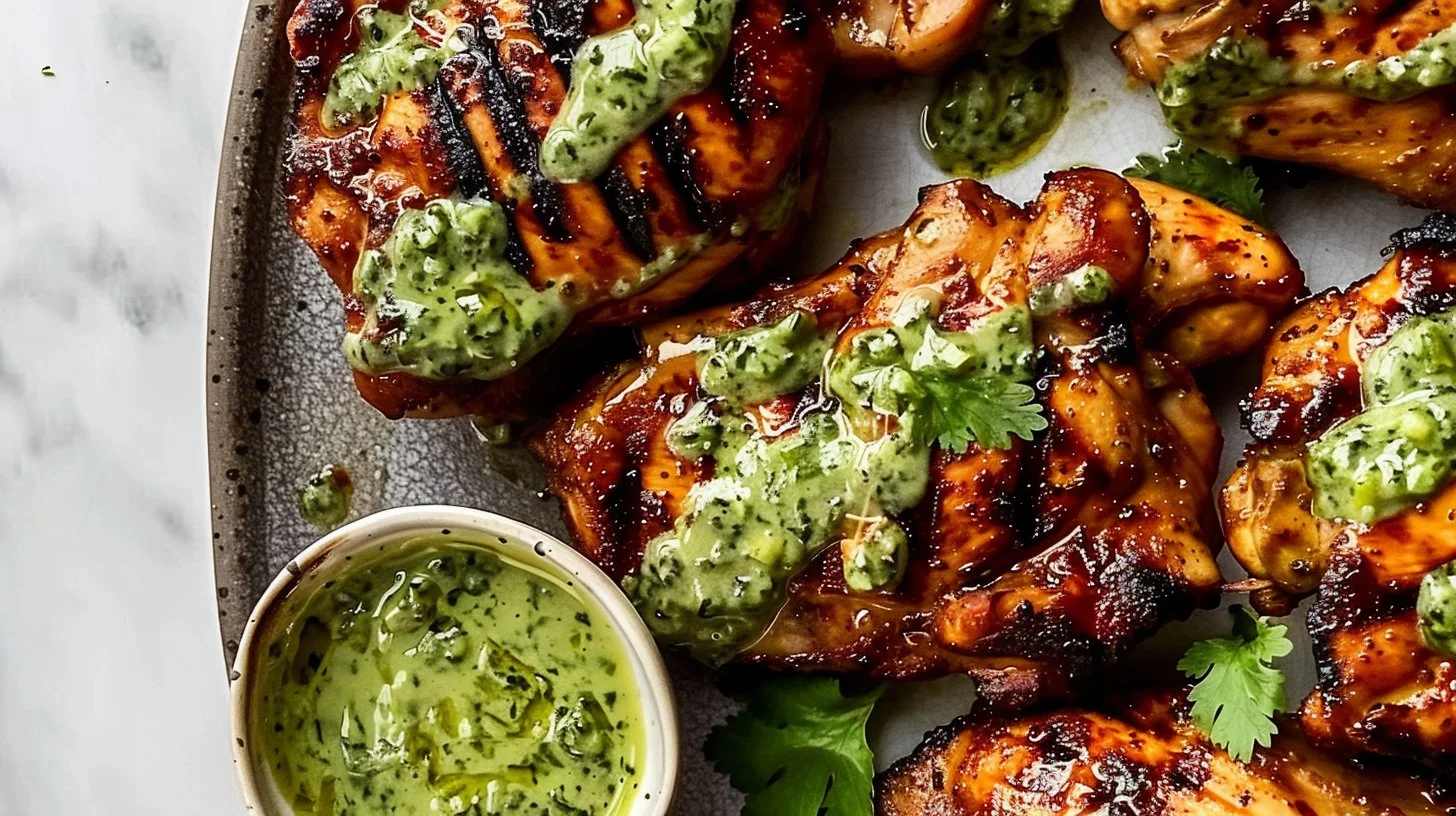 Peruvian Grilled Chicken with Creamy Green Sauce