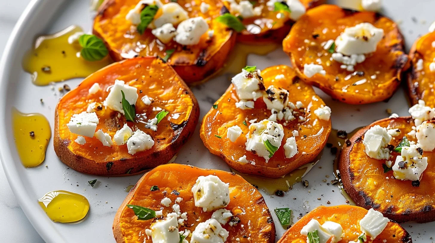 Roasted Sweet Potato Rounds with Honey &amp; Feta