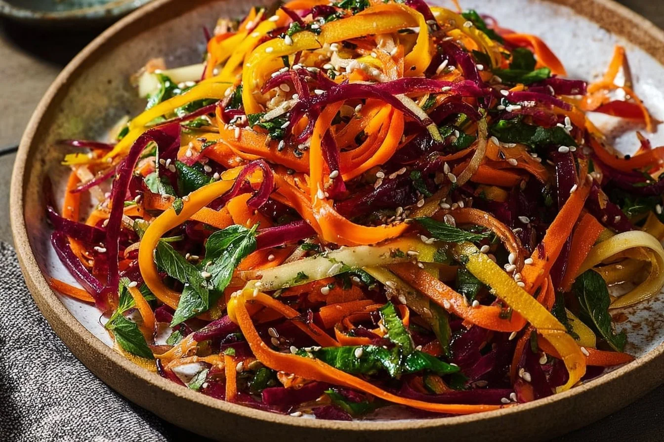 Shaved Rainbow Carrot Sesame Salad