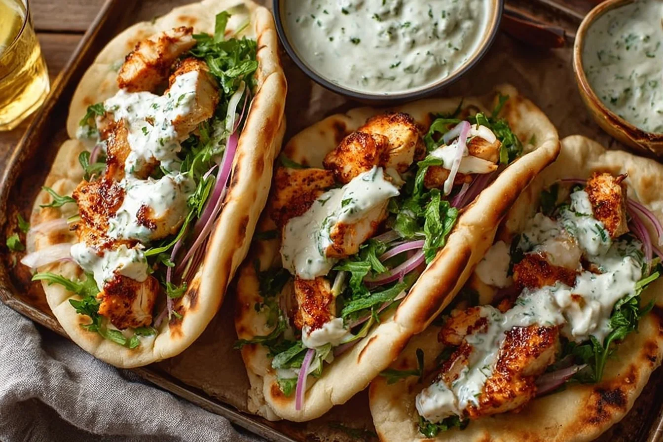 Sheet Pan Chicken Pitas with Herby Ranch Recipe