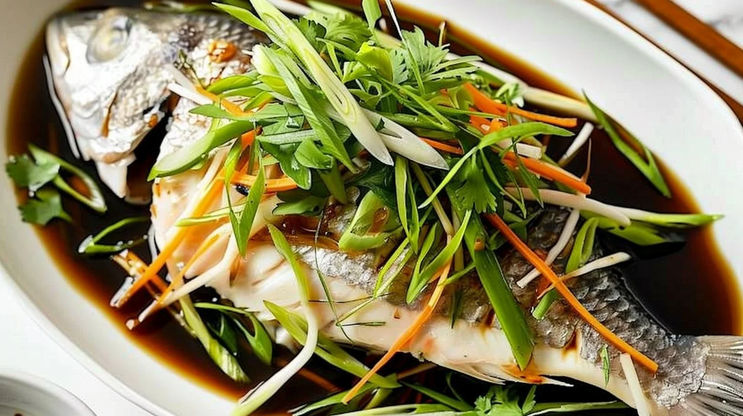 Steamed Fish with Ginger, Scallion and Soy Sauce
