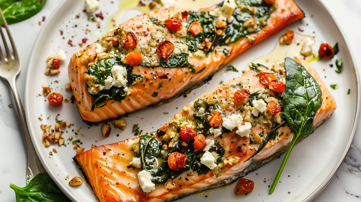Stuffed Salmon With Spinach & Feta (30 minutes!)
