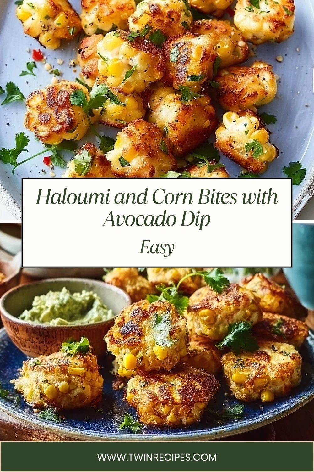 Haloumi and Corn Bites with Avocado Dip