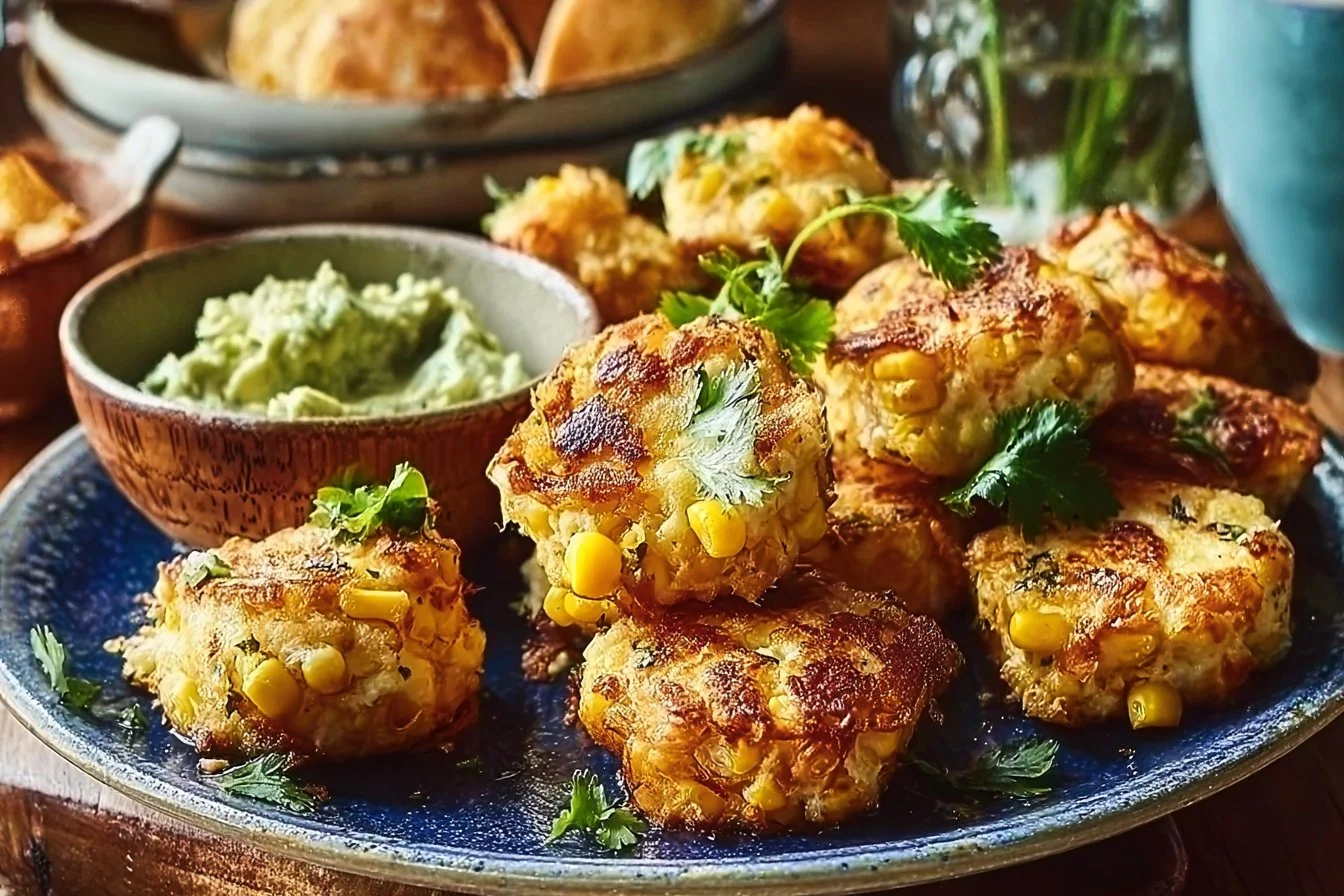 Haloumi and Corn Bites with Avocado Dip