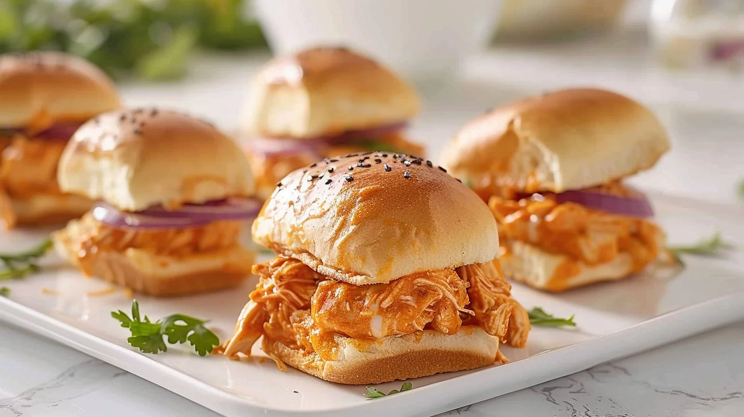 Delicious Buffalo Chicken Sliders served on a platter