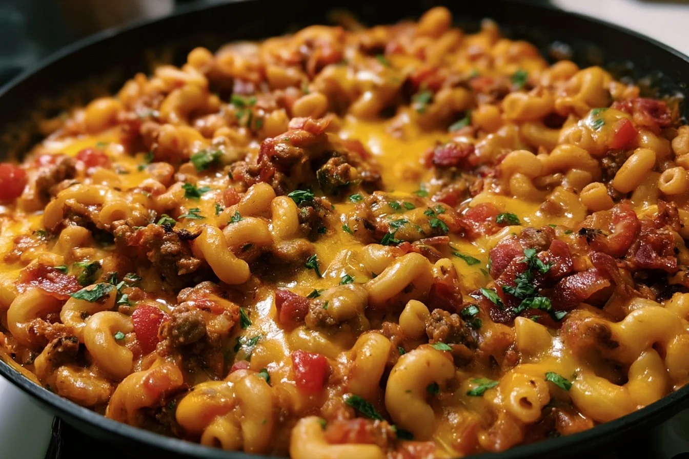 Bacon Cheeseburger Skillet Pasta