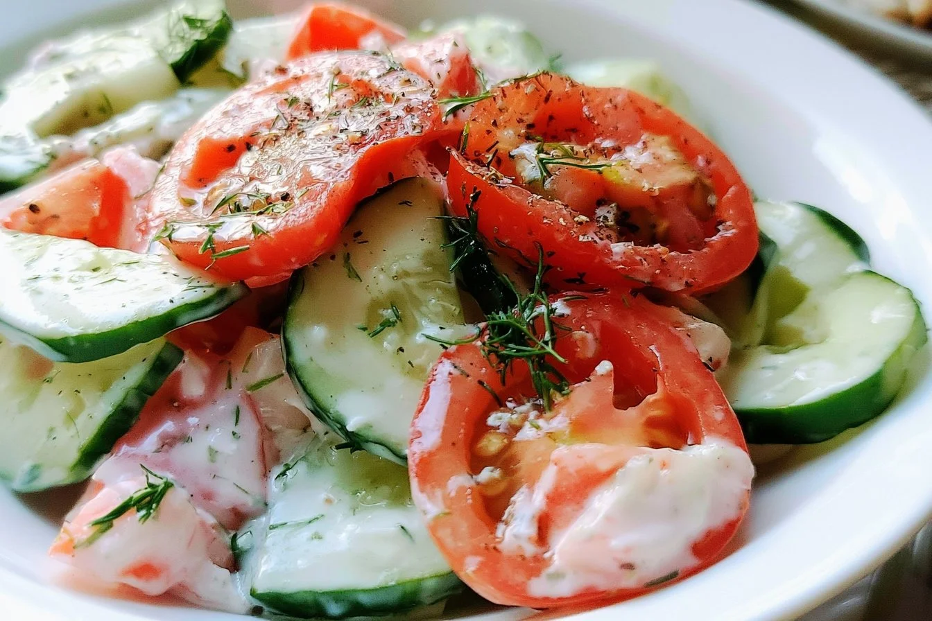 Creamy Cucumber and Tomato Salad