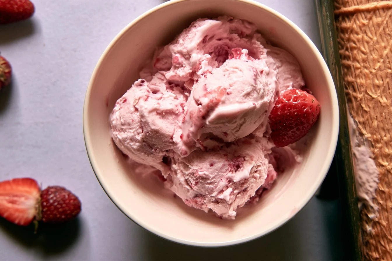 No Churn Strawberry Ice Cream