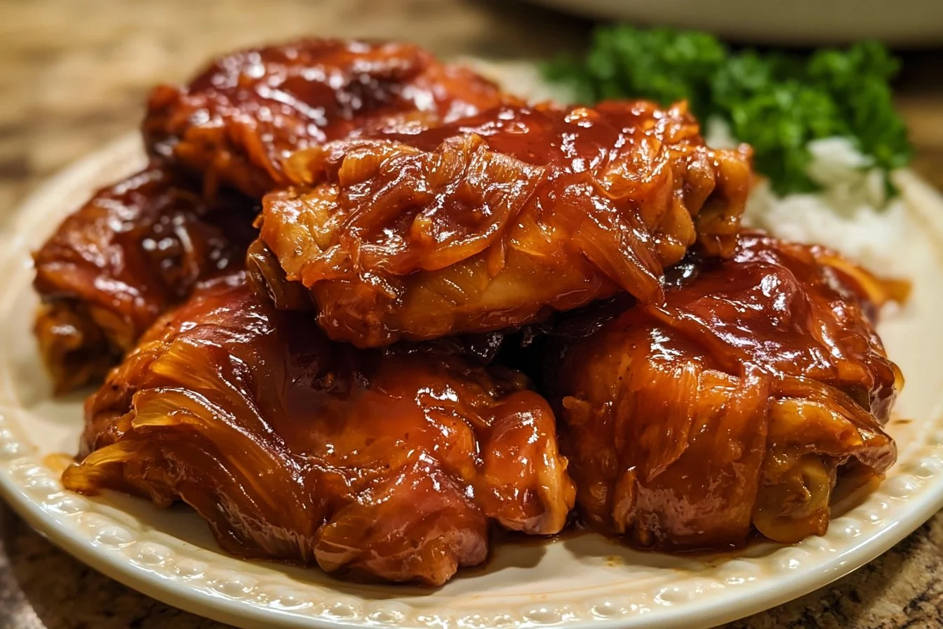 Slow Cooker Honey Garlic BBQ Chicken Thighs
