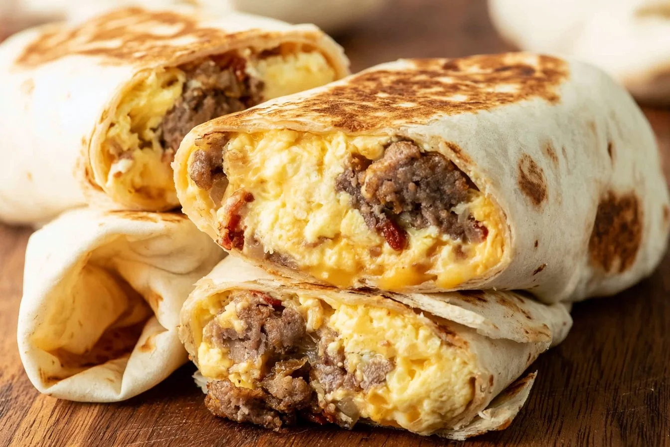 Sausage Egg and Cheese Breakfast Burritos
